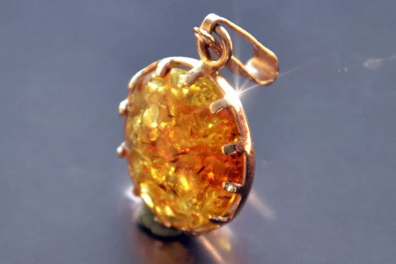 "14K 585 Pendentif Ambre Or Rose Vintage d'Authenticité" vpab001